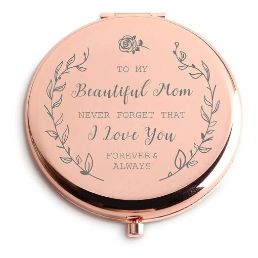 Birthday Gifts for Mom ? Rose Gold Compact Makeup Mirror ? Gifts for Mom from Daughter or Son, Mother of The Bride Gifts, Best Mom Gifts, Gift for to My Beautiful Mom