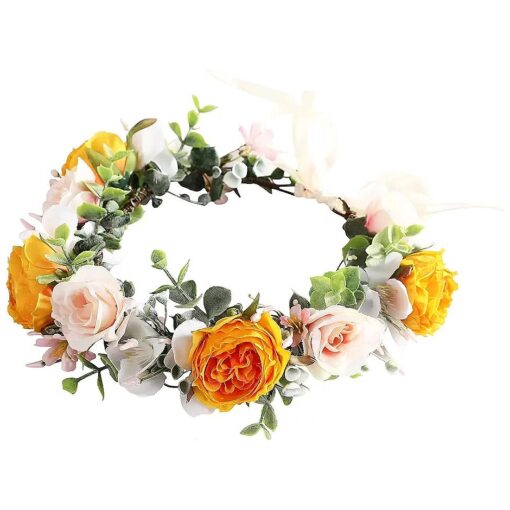 Vivivalue Floral Crown Flower Garland Headband Floral Headpiece Halo Wedding Party Photos