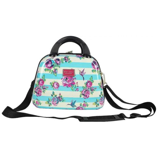 Betsey Johnson Hardside Cosmetic Case - Lightweight Small Size Hardshell Travel Hand Makeup Bag - Adjustable Shoulder Strap - Bag for Women - Multi-Functional Case ( Hummingbird )