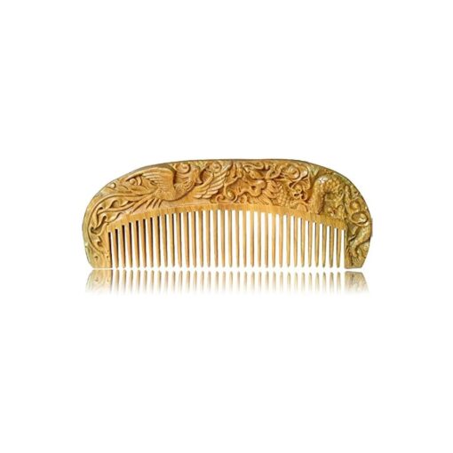 Handmade Carved Natural Sandalwood Hair Comb - Anti-Static Sandalwood Hair Comb Beard Brush Rake Comb Handmade Engraving Dragon and Phoenix