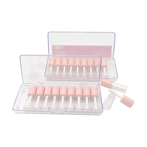 Pink lip gloss tubes with wand empty bottles 3.5ml Clear Mini Refillable lip gloss containers DIY lip gloss making kit & Funnel & Rubber Stoppers ( 20PCS in two boxes )