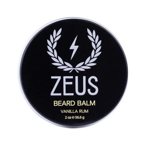 ZEUS Beard Balm, Natural Beeswax & Shea Butter Balm, Softening Conditioner for Facial Hair - MADE IN USA ( Vanilla Rum ) 2 oz .