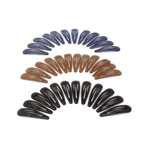 yueton 36pcs Black Blue Brown Glossy Snap Prong Clips Bendy Hair Clips Barrettes for Ladies Girls Hair Bows