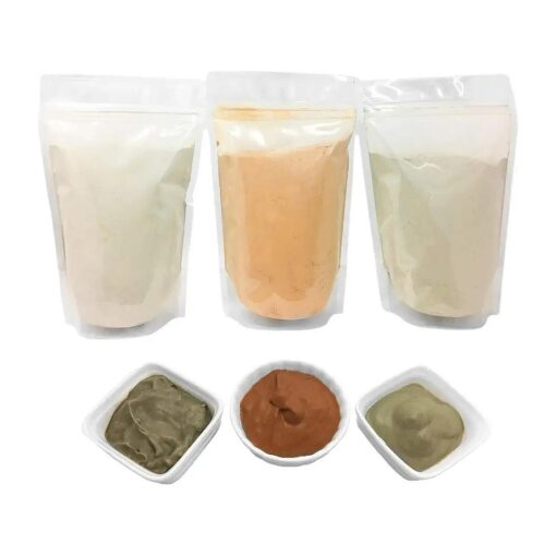 Bentonite ( Indian Healing ) | Moroccan ( Red-Rhassoul ) | European ( French-Green ) Clay Powder - 3 Pack / Multipack Set For Making Clay Mud Masks For Skin, Hair & Face - by HalalEveryday