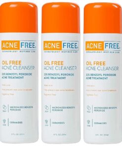 AcneFree Oil-Free Acne Cleanser for Oily Skin and Acne Prone Skin Formulated with Benzoyl Peroxide 2.5 %, helps Clear Blemishes and Nourish Skin, 8 Fl Oz ( Pack of 3 )