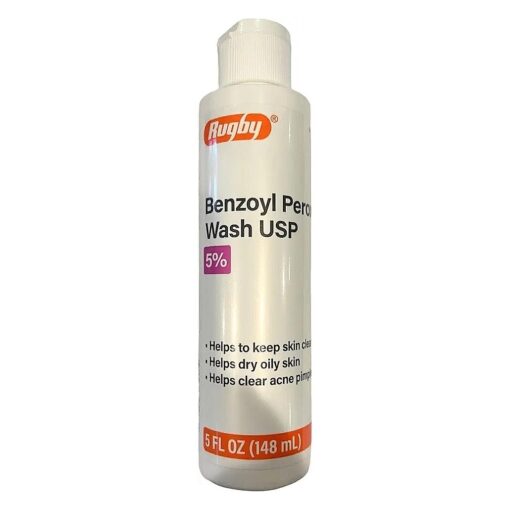 Rugby Benzoyl Peroxide Acne Wash USP 5 %, 8 oz Bottle