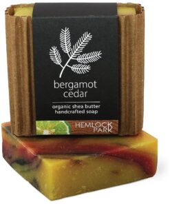 Hemlock Park Moisturizing Organic Shea Butter Bar Soap | Naturally Nourishes Skin with Coconut Oil & Olive Oil | Handcrafted in USA ( Bergamot Cedar )