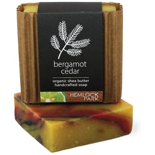 Hemlock Park Moisturizing Organic Shea Butter Bar Soap | Naturally Nourishes Skin with Coconut Oil & Olive Oil | Handcrafted in USA ( Bergamot Cedar )