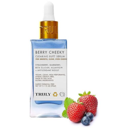 Truly Beauty Berry Cheeky Clearing Butt Serum Butt Acne Clearing Treatment - Body Acne Treatment For Bacne - Butt Acne Cream Serum - Thighs and Bum Acne Treatment - 3.1 OZ