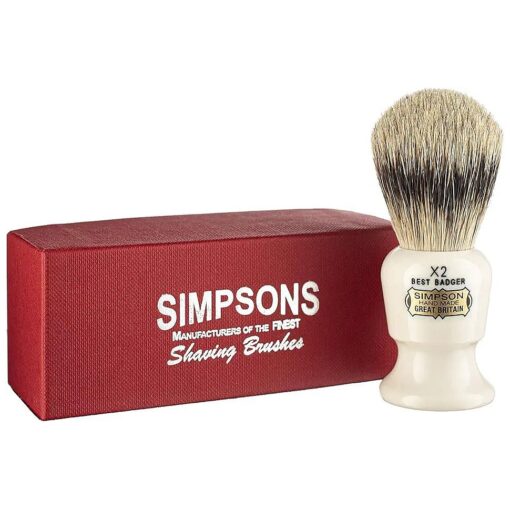 Commodore Best Badger Brush- Simpson Shaving Brushes - Faux Ivory Handle ( X2 Best )