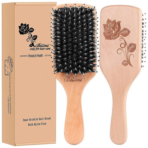 Hair Brush Boar Bristle Hair Brushes for Women Curly Hair, Best Paddle Detangling Brush Detangler for Girls Kids, Smooth Hair Add Shine