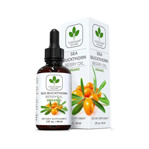 Sea Buckthorn Oil Organic - 2 fl oz Cold-Pressed Sea Buckthorn Berry Oil - Seabuckthorn Oil for Face and Organic Sea Buckthorn Oil Supplement