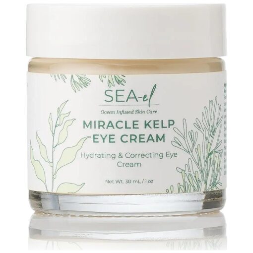 Miracle Sea Kelp Eye Cream Hydrating & Correcting Yerba Mate Caffeine & Hyaluronic Acid for Dark Circles Bags & Puffiness - Daily Anti Aging Moisturizer for Women & Men, Vegan - 1 Oz