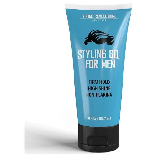 Viking Revolution Hair Gel for Men Strong Hold - Mens Hair Gel Extra Strength - Styling Gel for Hair Clear Hair Gel - Firm Hold Gel Hair High Shine Non-Flaking Curly Hair Gel ( 10oz )