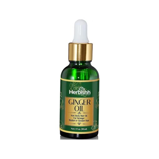 Herbishh Ginger Hair Oil For - With Ginger Extract- Fast Hair Thickening Dense Regrowth Ginger Serum Oil - Compact 30ml Pack - Best Hair Care Product For Women & Men