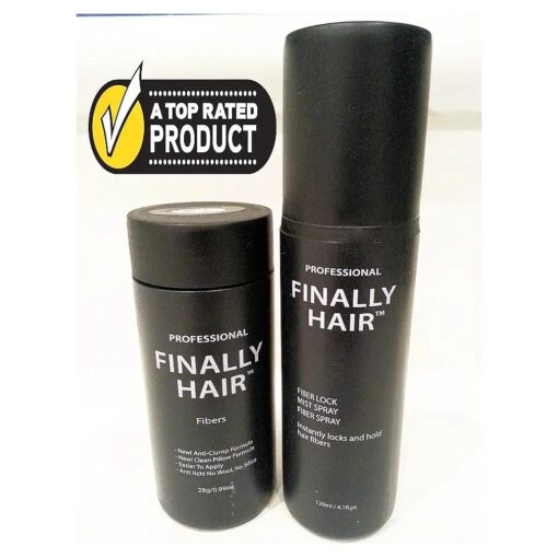 Hair Building Fibers Black 28g Bottle of Finally Hair Building Fibers and Finally Hair 120ml 4.1 oz, Bottle of Fiber Lock Hair Spray, Hair Loss Concealer Fibers ( Black )