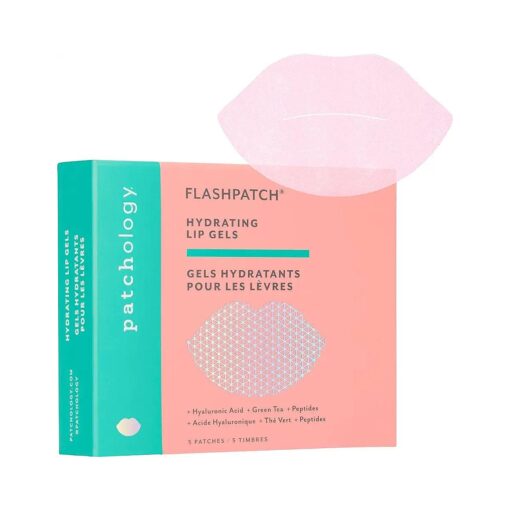 Patchology FlashPatch Hydrating Lip Mask Gels with Hyaluronic Acid, Green Tea and Peptides for Ultra Hydration & Repair - Best Dry Lip Treatment & Moisturizer for Dry Lips - Day & Night Use ( 5 Count )