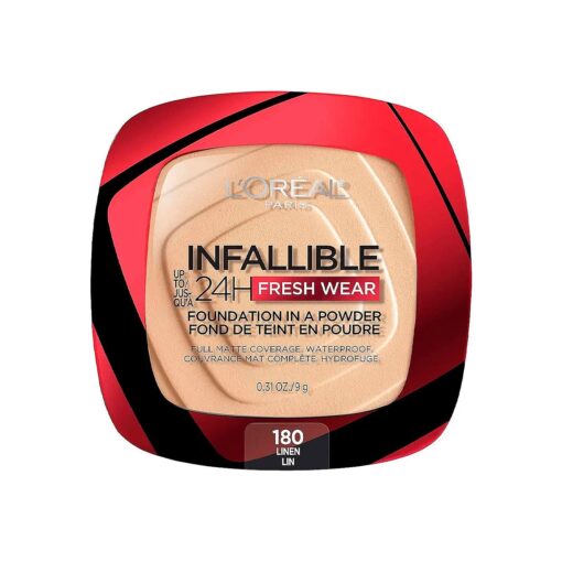 L'Oreal Paris Makeup Infallible Fresh Wear Foundation in a Powder, Up to 24H Wear, Waterproof, Linen, 0.31 oz .