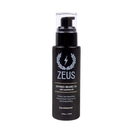 ZEUS Refined Beard Oil, Long Lasting, Thick & Fast Absorbing Oil, Leave In Beard Conditioner - MADE IN USA ( Sandalwood ) 2 oz .