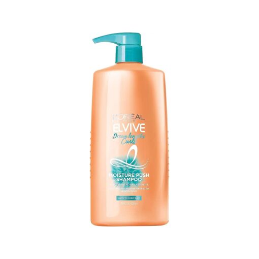 L'Oreal Paris Elvive Dream Lengths Curls Moisture Push Shampoo, Paraben-Free with Hyaluronic Acid and Castor Oil, Best for wavy hair to curly hair, 28 fl oz