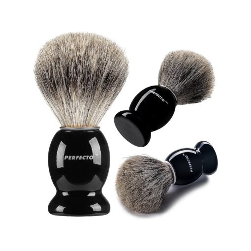 Perfecto 100 % Pure Badger Shaving Brush-Black Handle- Engineered for The Best Shave of Your Life, for, Safety Razor, Double Edge Razor, Straight Razor or Shaving Razor, Its The Best Badger Brush .