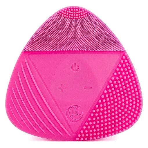 Silicone Sonic Facial Cleansing Brush - Best Beauty Massager for Normal, Sensitive, Combination Skin - Deep Cleaning Exfoliating Face Scrubber, Waterproof & Rechargeable Cleanser Tool, Pink