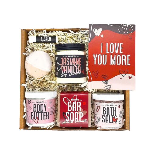 WAX & WIT Gifts for Mom, Luxury Spa Set for Mom : Heartfelt Mother 's Day & Birthday Pampering Kit | Handcrafted 7-Piece Relaxation Set from Daughter, Son - Mom Birthday Gifts, Mothers Day Gifts