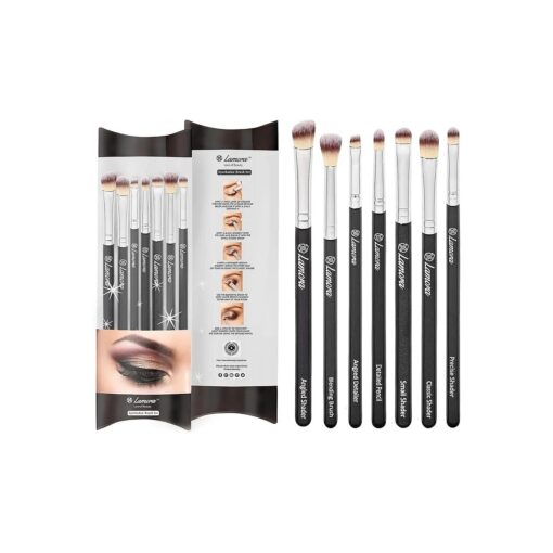 Eye Makeup Brushes Eyeshadow Brush Set - 7pcs Soft Synthetic Brush Kit - For Blending Eyeshadow, Eyeliner, Crease, Eyebrow - Long Lasting, Apply Better, Flawless Look Makeup