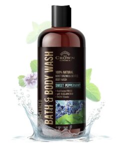 The Crown Choice Natural Body Wash for Women & Men with Sensitive Skin 12oz - Best pH Balance Shower Gel Liquid for All Skin Types - Made with Essential Oils, Aloe, Spearmint, Lavender, Manuka