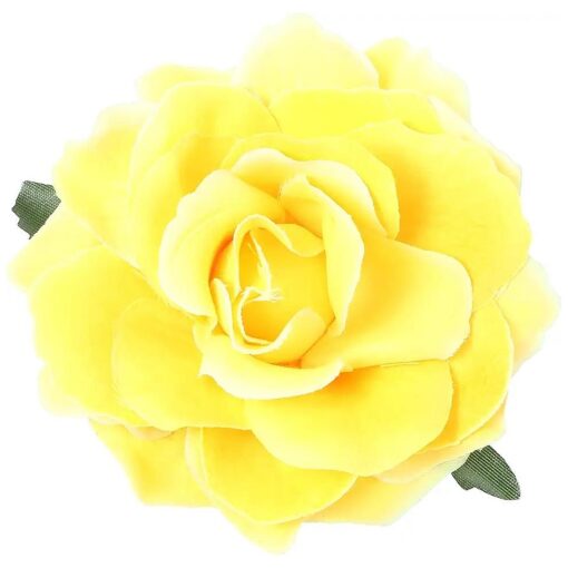 Frcolor Artificial Big Rose Flower Hairpin Hair Clips Flower Brooch for Women Party ( Yellow )