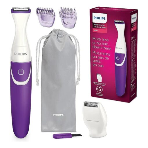 Philips Beauty Bikini Genie Cordless Trimmer for Bikini Line Hair Removal, with Shaving Head and Comb, BRT383/50