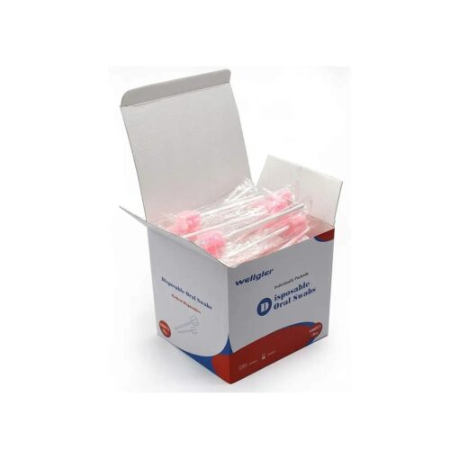 Wellgler 's Oral Care Swabs Disposable- Pink 100 Counts