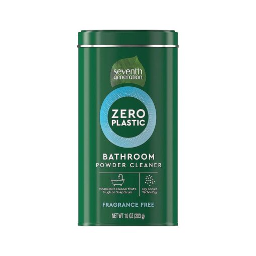 Seventh Generation Zero Plastic Bathroom Cleaner Powder, Fragrance Free, Unscented, 10 Oz