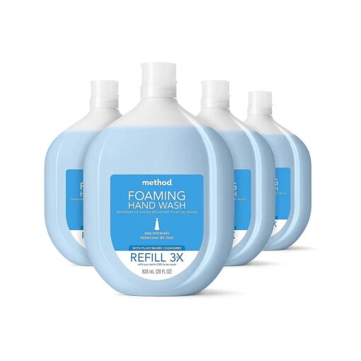 Method Foaming Hand Soap Refill, Sea Minerals, Recyclable Bottle, Biodegradable Formula, 28 fl oz ( Pack of 4 )