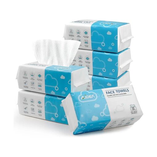 AlDEA Disposable Face Towels-600Ct, Biodegradable Clean Facial Towels, Clean Facial Wipes for Sensitive Skin, Face Towelettes for Makeup Removing, Facial Cleansing, Travel, Gift, Dry Wipes Face Cloths