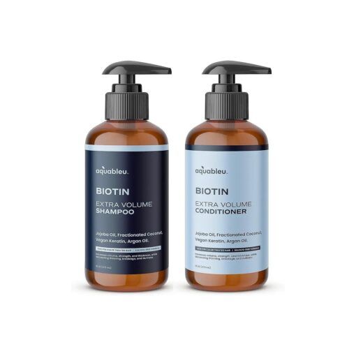 Biotin Volumizing Shampoo & Conditioner Set - Natural Thickening & Volume For Thicker Fuller Hair - Promotes Healthy Hair Growth - Includes Coconut, Keratin, Argan & Jojoba Oil - Sulfate Free