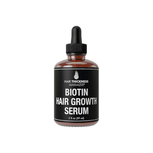 Biotin Hair Growth Serum For Hair Thickening + Moisturizing, Vegan Hair Growth Oil Scalp Treatment For Women, Men with Dry, Frizzy, Weak Hair and Hair Loss, With Ginger + Rosemary, Unscented 2oz