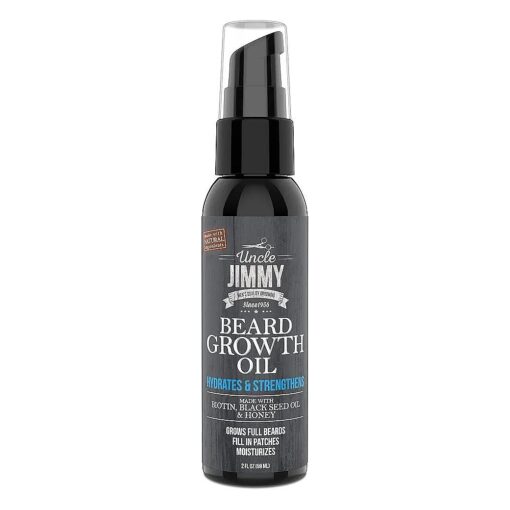 Uncle Jimmy Beard Growth Oil with Biotin | Natural Beard Care for Thicker, Fuller Healthier Beard | Men 's Facial Hair Treatment for Grooming | Increases Thickness and Volume 2 Fl Oz