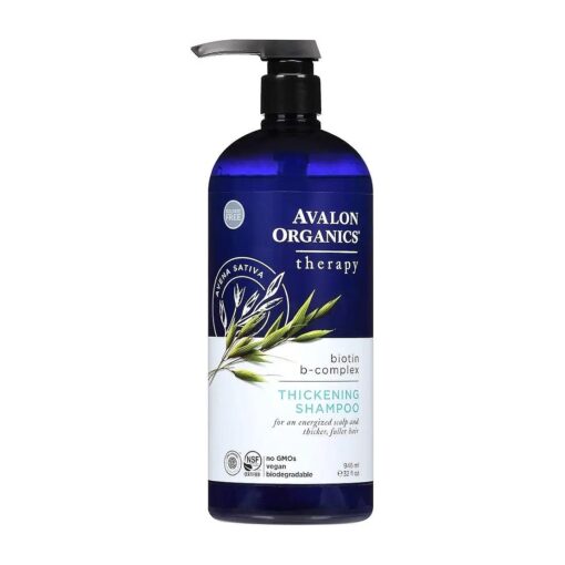 Avalon Organics Therapy Biotin B-Complex Thickening Shampoo, For an Energized Scalp and Thicker, Fuller-Looking Hair, 32 Fluid Ounces