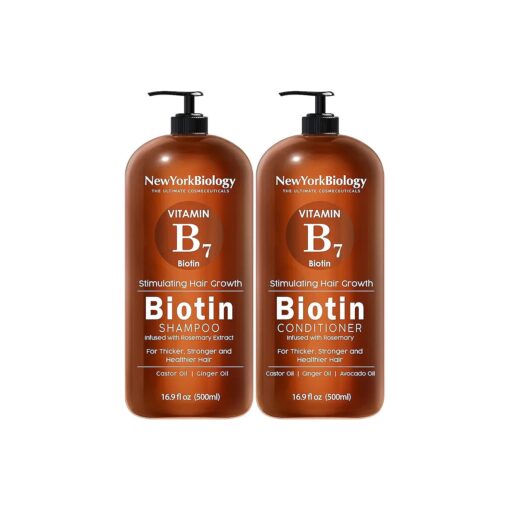 New York Biology Biotin Shampoo and Conditioner Set for Hair Growth and Thinning Hair - Thickening Formula for Hair Loss Treatment - For Men & Women - Anti Dandruff - 16.9 Fl Oz