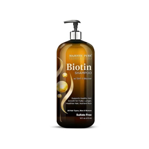 Majestic Pure Biotin Shampoo for Hair Growth - Volumizing Shampoo for Hair Loss - with DHT-3 Blocker - Hydrating & Nourishing - Sulfate Free, for Men & Women - Thin Hair Shampoo - 16 fl oz