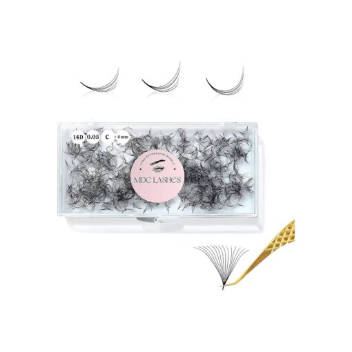 Promade Fans Eyelash Extensions 500fans 0.05-0.07 Thickness, C/CC/D Curl, 8-16mm 10D Volume Eyelash Extensions Pro Made Fans Lash Extensions Pestanas Pelo A Pelo False Eyelashes