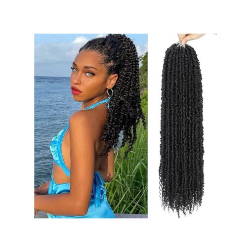 Passion Twist Crochet Hair,18 Inch 6 Packs Pretwisted Passion Twist Hair, Soft Pre Looped And Pre twist Crochet Hair For Women, Prelooped Black Curly Bohemian Crochet Braids ( 18" ,6packs,1B # )