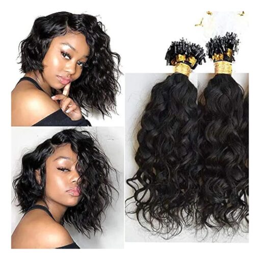 Short Loose Wave Micro Loop Ring Hair Malaysian Virgin Human Hair Micro Link Real Natural Human Hair Extensions Color Black Brown 100 strand ( 12inch, Natural color )