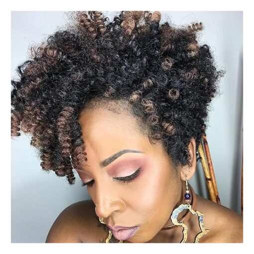 Queentas 3 pack 10 inch African Collection Short Crochet Hair for Black Women Curly Braids Braiding Hair Carrie Curl ( 8mm ) Synthetic Hair Extension Passion Twist Kinky Jerry Curl ( Natural Black/Brown )