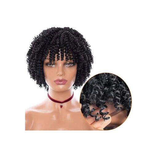 Black Curly Wig Afro Wigs for Black Women Short Curly Wigs for Black Women Kinky Curly Wig with Bangs Natural Hair Wigs for Black Women