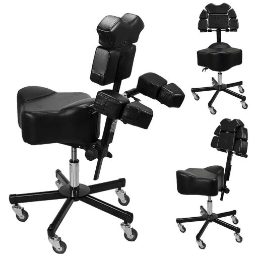 InkBed Patented Adjustable Ergonomic Chair Stool Chest Back Rest Support Tattoo Studio Equipment ( Black )