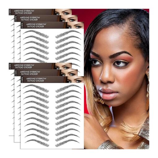 Aresvns Eyebrow Tattoo Sticker 66 Pairs ! Newly Improved 4D Black Fake Eyebrows Waterproof and Long-Lasting 3-5 Days, Suitable Sizes, Popular Eyebrow Shape, Eyebrow Transfers Sticker Christmas Gift