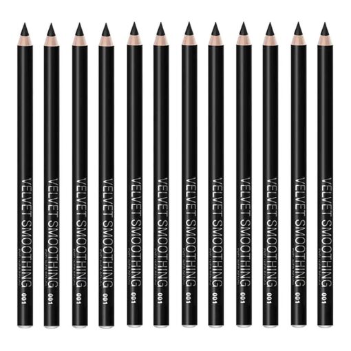 Black Eyeliner Pencil Set - 12 PCs Smudge Proof Matte Waterproof Long Lasting Makeup Eye Liners