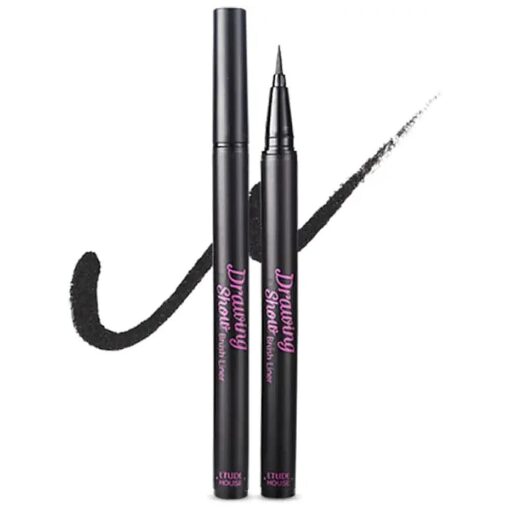 ETUDE Drawing Show Brush Eyeliner # BK801 Black ( 21AD ) | Clear-Cut Soft Brush Eyeliner for a Long-Lasting Eyes Makeup | K-beauty